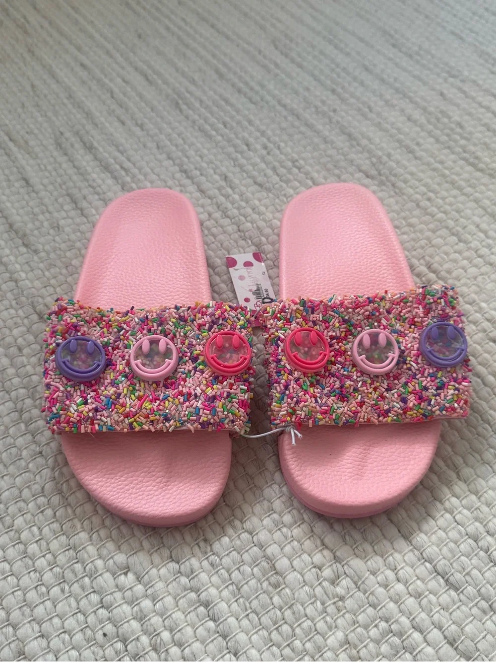 NEW Bari Lynn Sprinkle Charm Slides Smiley - Size 12/13 & 1/2